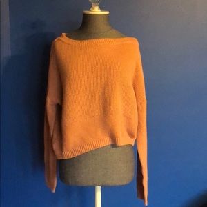 A pink fall knitted sweater